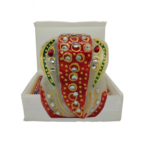 Meenakari Work Lord Ganesh Marble Pooja Chowki